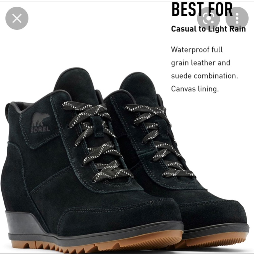 Sorel Evie Sport wedge boot in black